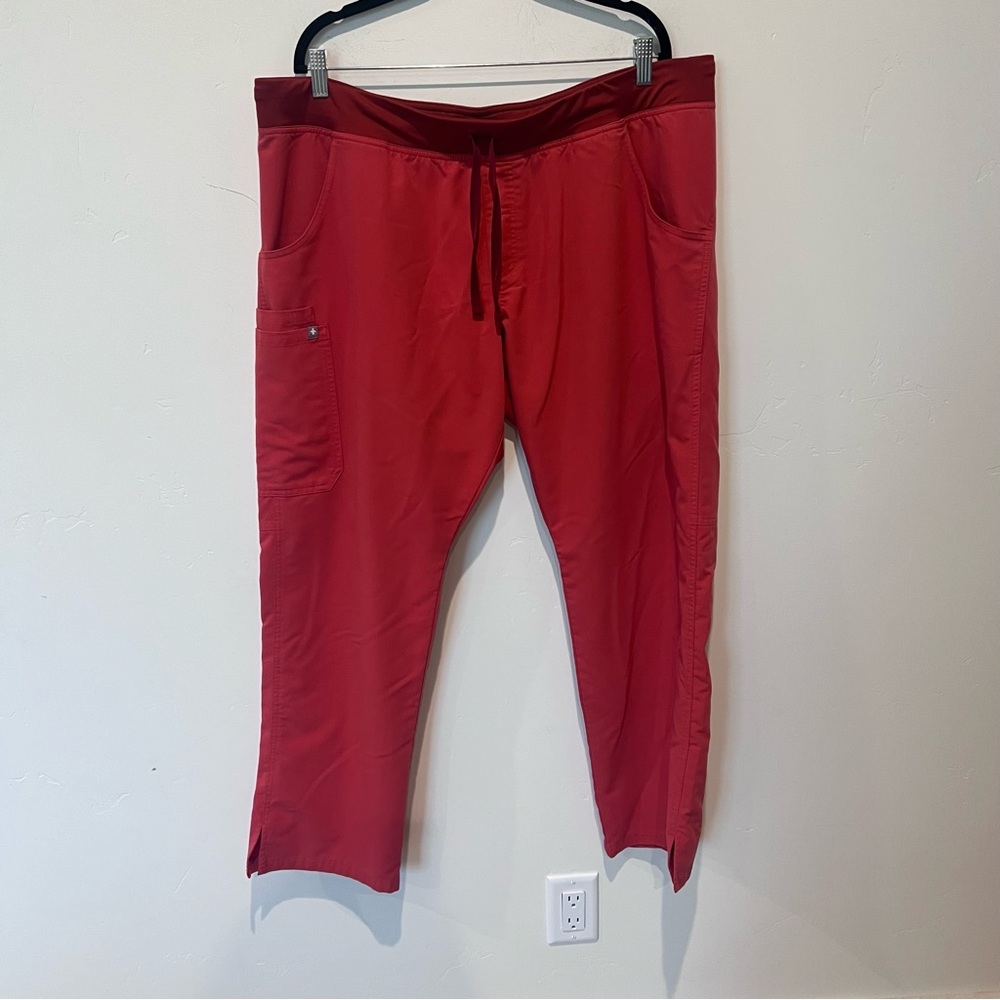 Figs Red Orange Womens Technical Collection Plus Size XXL Scrub Pants Unisex